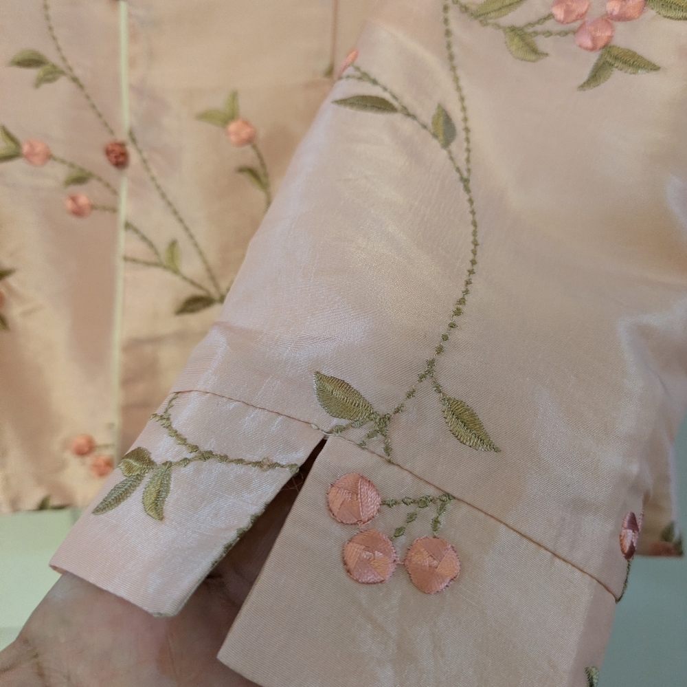Floral Embroidered Pink Jacket - Picture 6 of 9
